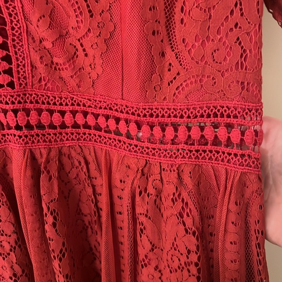 Red Renaissance Lace Dress - Picture 2 of 6